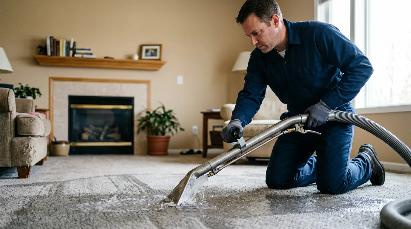 Water damage restoration technician working near Moffett, OK